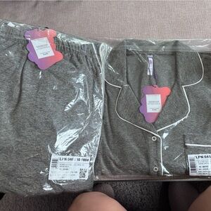 Yitty Gray Pajama Set with White Trim